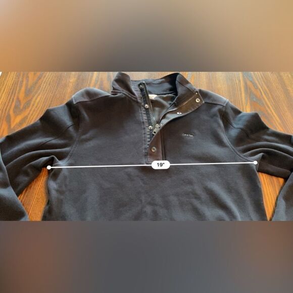 Calvin Klein Men’s 1/4 zip button pullover black sweater Medium EUC - Picture 14 of 15